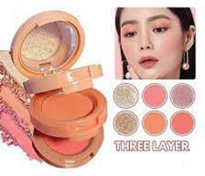 Lui Pui blusher & highlighter three layer makeup(multicolor)