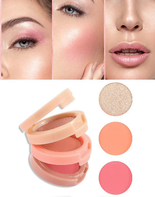 BLUEMERMAID PROFESSIONAL BLUSHER KIT 3 IN 1 MATTE & SHIMMER FORMULA(MULTI COLOR)