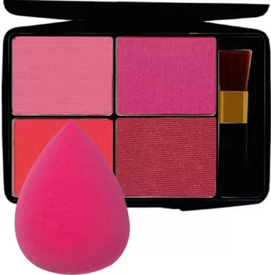 WECHARMERZ Matte Blusher Palette Cheek Contour Multicolor Blusher Sponge Blender Puff(Multicolor)
