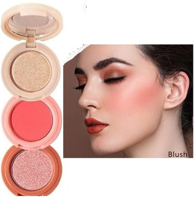 USBK 3-in-1 Highlighter, Blush & eyeshadow Face Makeup For Girl's(MULTI-COLOR)