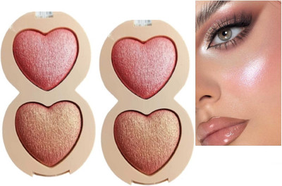 Jiwoo Matte & shimmer pressed pink blusher with highlighter palette(muliti color)