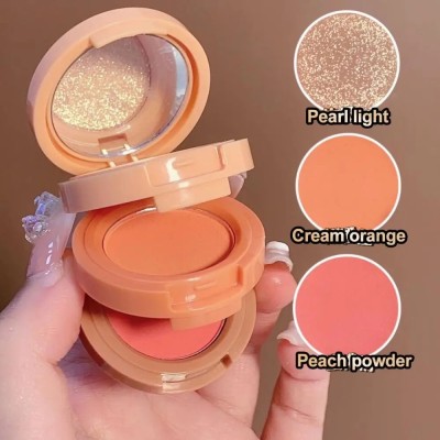 BLUEMERMAID 3-In-1 Highlighter Powder Palette Matte Blush Eyeshadow Long-Lasting Makeup(MULTICOLOR)