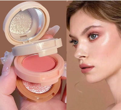 BLUEMERMAID 3-in-1 Eye Shadow, Blush and Highlighter or a Redness and Glowing Look(MULTICOLOR)