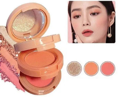 HUZURLU PERFECT MAKEUP BEST 3 IN 1 FACE BLUSHER & HIGHLIGHTER KIT Highlighter(MULTICOLOR)