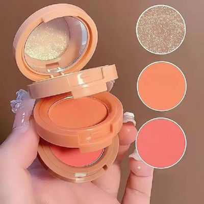 Herrlich 3-in-1 Blush, Eye shadow, and Highlighter Palette for a Highly Pigmented Look(MULTICOLOR)