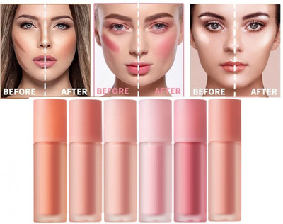 YAWI best 3D Water Proof Blusher tint liquid combo of 6(multi color)