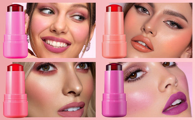 GFSU - GO FOR SOMETHING UNIQUE 4 Pcs Cooling Water Jelly Tint Blush Stick, Multi-Use Cheek and Lip Stain(multicolor, 20 g)
