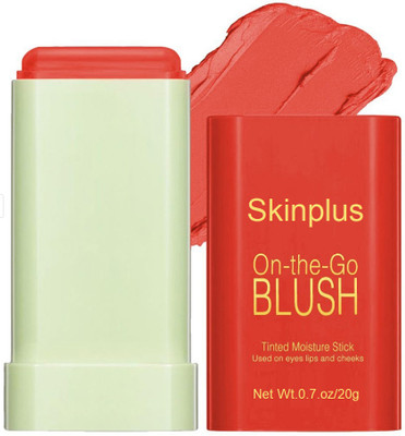 skinplus On-the-Glow Blush - Hydrating Tinted Moisture Blush Stick For Cheeks & Lips(Hot Red)