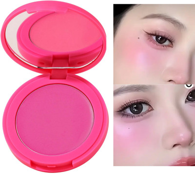 MYEONG Easy to Blend Matte Finish Powder Blush Long-Lasting Pigment Blush With Brush(Soft Pink)