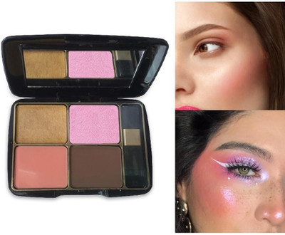 BLUEMERMAID Natural 4 Shade Glow Blusher Palette Shimmery Matte Finish(MULTICOLOR)