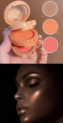 HUZURLU 3-In-1 Face Palette Highlight, Blush, Eyeshadow, Matte Finish 4.8 g(MULTICOLOR)
