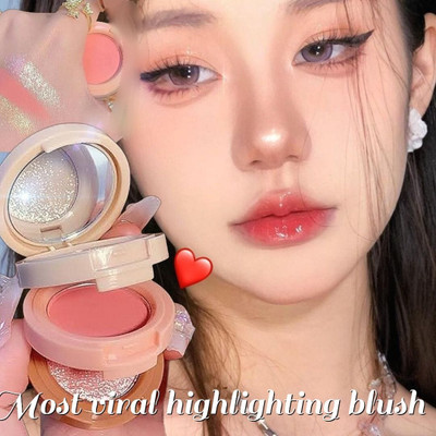 AEPRUY Viral 3 in1 face blusher+highlihger with mini compact palette|travel friendly(Multicolor)