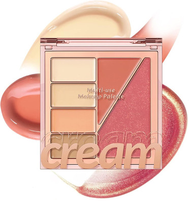 Cosluxe Blush Concealer Cream Multi-Use Makeup Palette, Waterproof(2 Colors Cream Blush Palette, 4 Concealer Makeup Palette 01 - Dawn)
