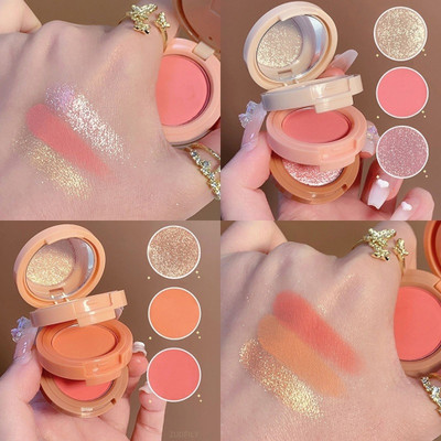 MYEONG 3 In 1 Mini Portable Makeup Palette, Highlighter & Blush(Multi Shade)