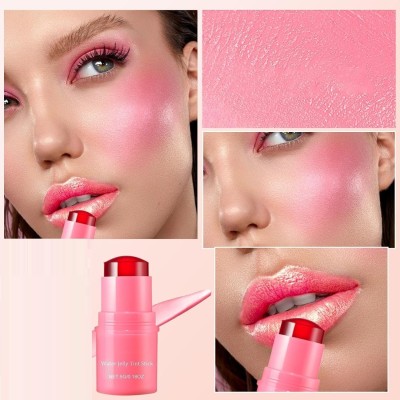 HUZURLU Cooling Water Jelly Tint Blush Stick, Multi-Use Cheek and Lip(CHILL RED)