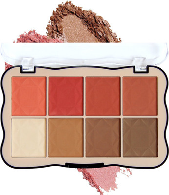 CS STROKES 8 Colour Matte Blusher Contour Fantasy Face Palette, Contour Powder Palette(MULTICOLOR)