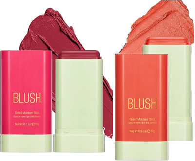 Neycare perfect shade new stick blusher multi shade use pack of 2(coral orange, hot red)