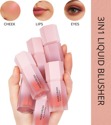 HUDA CRUSH 6 Shade Liquid Blusher Cheek & Lip Tint Long‑Lasting Matte Finish For Women(Multicolor)