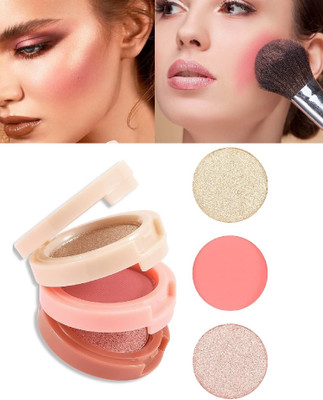 SILDUST MATTE SHIMMER BEST 3 IN 1 BLUSHER & HIGHLIGHTER KIT(MULTICOLOR)