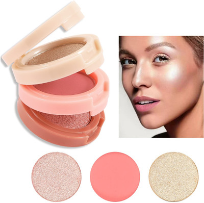 SEUNG Blusher and Highlighter Kit, 3 in 1 Makeup Pressed Powder Palette(MULTICOLOUR)