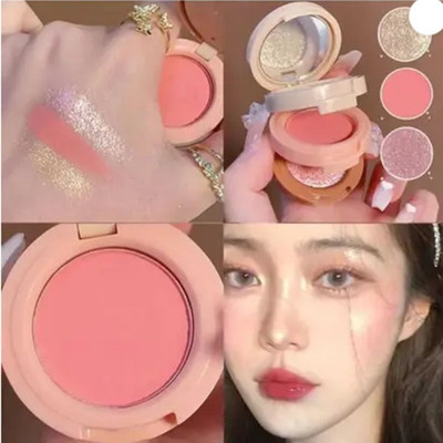Rudvya Waterproof 3 in 1 face blusher + highlighter with mini compact palette(Multicolor)