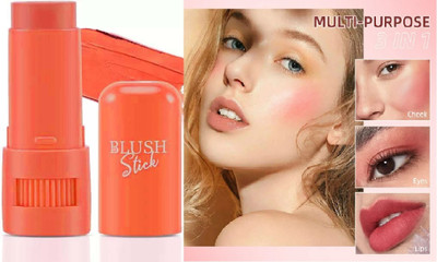 EVERERIN Creamy Blusher Stick Lightweight & Long-Lasting Formula Effortless Application(Peach Orange)