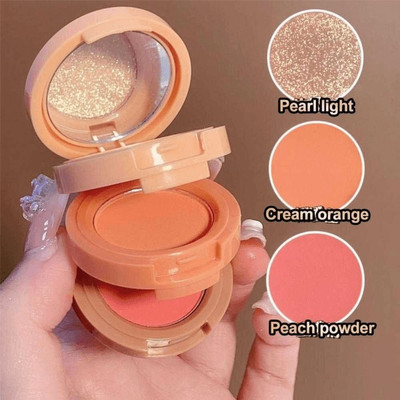 Emijun 3 in 1 Blusher Highlighter Eyeshadow Palette Kit Highlighter (Multicolor)(multicolor)
