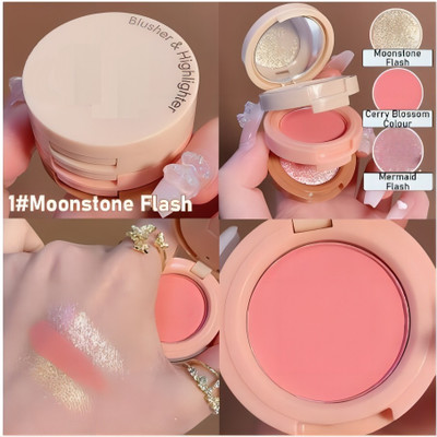 Herrlich Blush and Highlighter Kit, 3 in 1 Makeup Pressed Powder(MULTICOLOR)