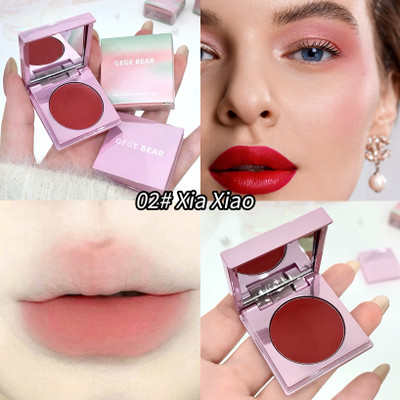 DAIMANPU Gege Bear Dual-Use Lip And Cheek Cream Matte Holding Makeup Complexion Blusher(Shade 2, Xia Xiao, Delicate Red)