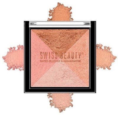 SWISS BEAUTY Shimmer Baked Blusher and Highlighter Palette Shade - 1(Shade - 1)