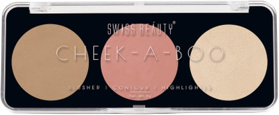 SWISS BEAUTY Cheek-A-Boo 3-in-1 Face Palette with Blusher , Contour and Highlighter(01)