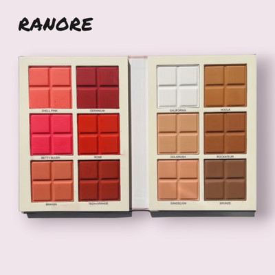 RANORE Daroge Touch Blusher & Contour Palette ,12 Color Touch Cheek Blush and Contour(contour)