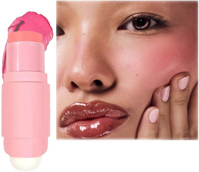 WOONGMI Lightweight Multi-Stick for Face Eyes & Lip Longlasting 3in1 Multi-Use Blusher(Coral peach)
