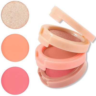 MYEONG 3-In-1 Highlighter Powder Palette Matte Blush Eyeshadow Multipurpose(Multi Shade)