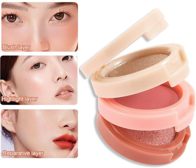 SILDUST High Pigment 3 in 1 Blusher Highlighter Eyeshadow for Glowing Look(MULTICOLOR)