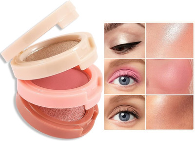 SEUNG 3 In 1 Blush Matte Makeup Lightweight Face Blusher and Highlighter Kit(MULTICOLOR)