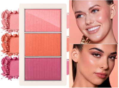 Amaryllis Perfect Palette 3 in 1 Makeup Powder Set Compact Powder Blush(Multicolour)