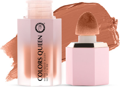 COLORS QUEEN Highly Pigmented Matte Liquid Blush for Face, Lips & Eyes with Sponge Applicator(04 - Rosy Glow)