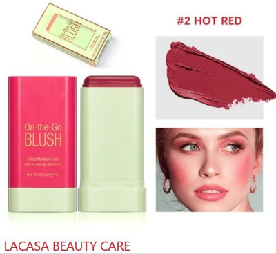 LACASA BEAUTY CARE Blusher Moisturizer Stick Multi-Use Long Lasting Cream Blusher Stick Ruby(RED)