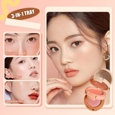 BLUEMERMAID 3-in-1 Blush, Highlighter, and Bronzer for a Redness and Glowing Look(MULTICOLOR)