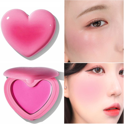 manasona Korean Pink Heart Shape Blush | Ultra-Pigmented Formula| Cheek & Lip(Pink)