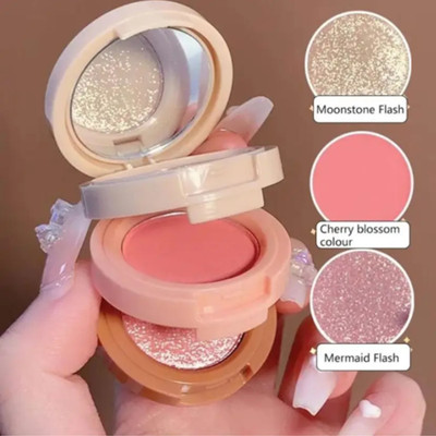 DARVING 3-in-1 Highlighter & Blush Glow Pinkish Highlighter Makeup Palette(MULTI COLOR)