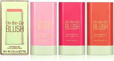 RUBY FACE Cream Blush Sticks - Multi-Use Makeup Stick for Cheeks and Lips with Hydrating(Formula, 2-in-1 Beauty Blush Stick with Soft Cream, Multicolored,3 Pcs Set)