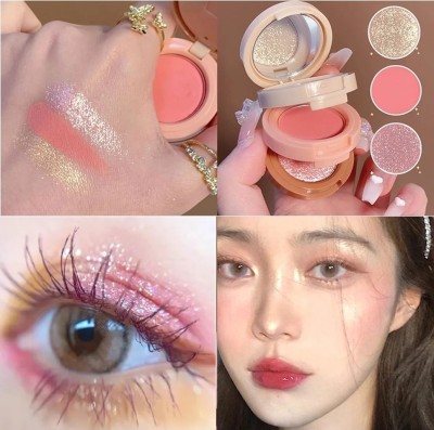 SEUNG 3 In 1 Matte Highlighter Palette Pearly Blush Shiny Eyeshadow Face Makeup(MULTICOLOR)