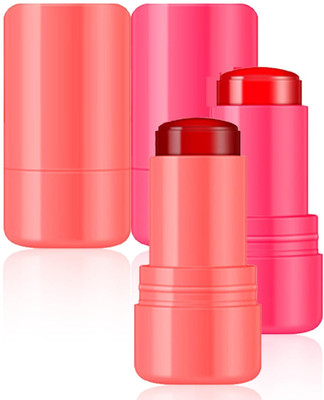 Facejewel Makeup Lip Tint Jelly Blush Stick Multi-Use Cheek and Lip Blush stick(Pink,Orange Pack Of 2)
