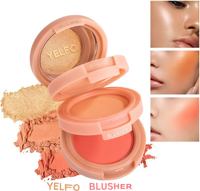 Yelfo 3in1 Multicolor Blush Contour For Face Makeup Combo Highlighter(3in1 Multicolor Shimmer Blush Contour With Brush Kit For Face Makeup Combo)