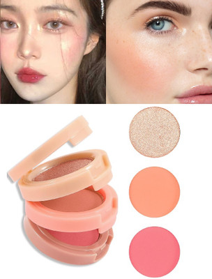 BLUEMERMAID BLUSHER KIT 3 IN 1 MATTE & SHIMMER FORMULA(MULTI COLOR)