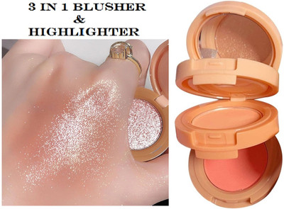 Herrlich 3-in-1 Blush for Cheek Blush Makeup & highlighter , Lightweight(MULTICOLOR)