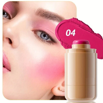 AFARAXIA Matte Blush for Blush Stick Cheeks Lips & Eyes 3-in-1 Blusher(HOT PINK)