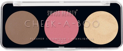 SWISS BEAUTY Cheek-A-Boo 3-in-1 Face Palette with Blusher , Contour and Highlighter(02)